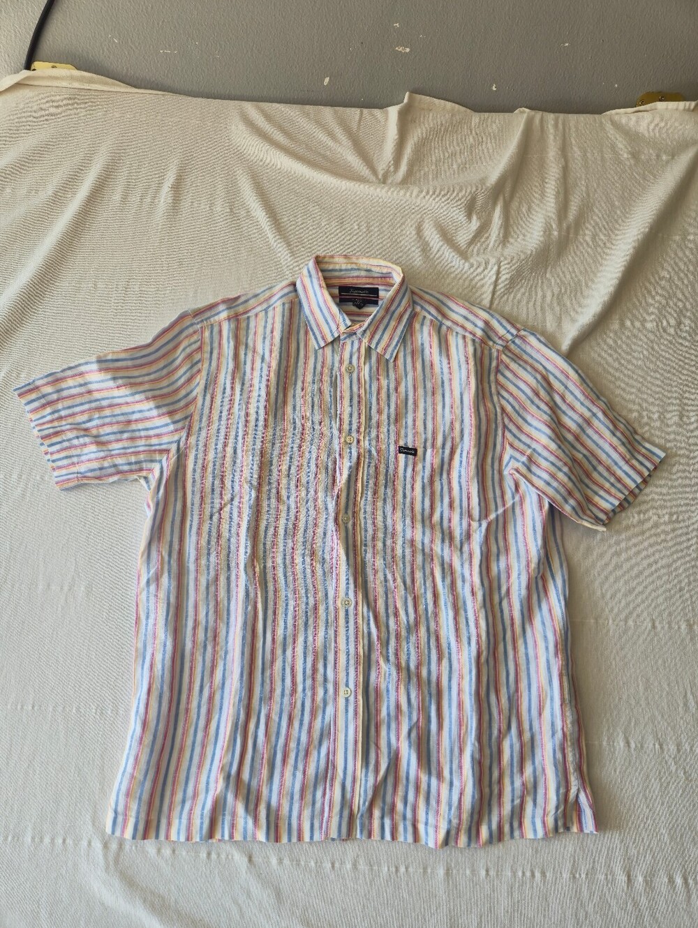 Façonnable Relaxed Fit Striped Short Sleeve Button-Up Shirt Size S